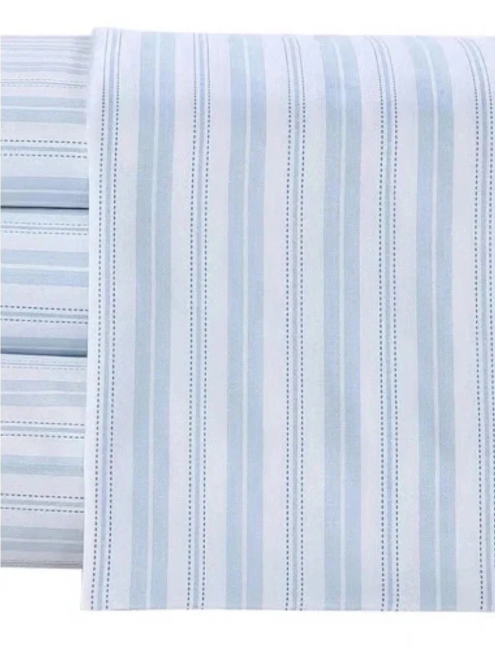 Laura Ashley Fern Blue Stripe King 300TC Cotton Sateen Sheet Set NWT